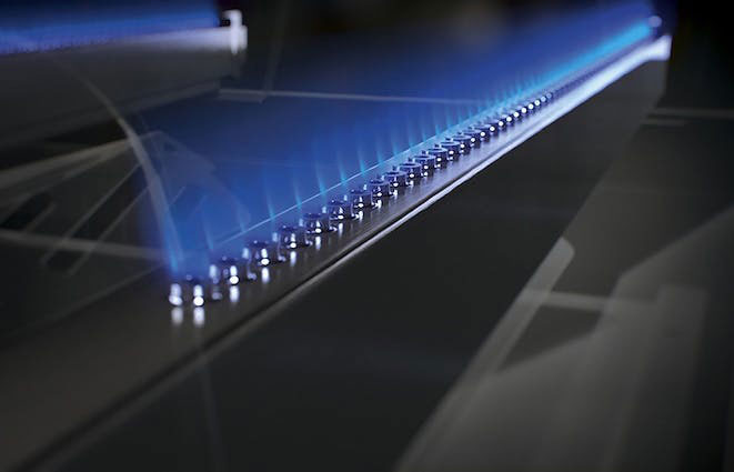 Pure Blue Burners View of Weber Grill
