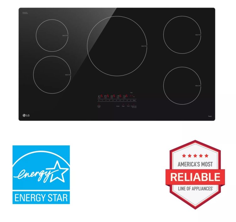 Large image of LG Cooktop Smart Induction With Ultra Heat 4.3kW Element 36-Inch In Black Glass