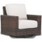 Sunset West Montecito Club Swivel Chair in Cognac | Canvas Flax Sunbrella