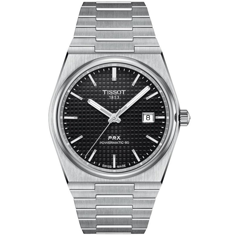 Front View of the Tissot PRX Powermatic 80 Automatic Black Dial Watch