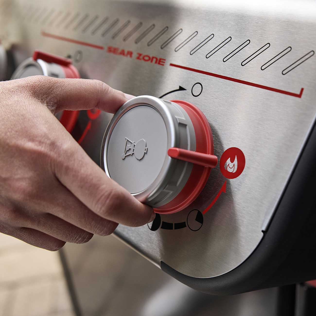 Sear Knobs view of Weber Gas Grill