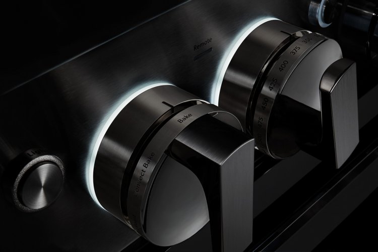 Large image of JennAir NOIR 48 In. Floating Glass Black And Stainless Steel Gas Professional-Style Range With Chrome-Infused Griddle And Grill