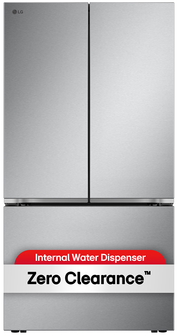 Zero Clearance View of LG Refrigerator in Stainless Steel