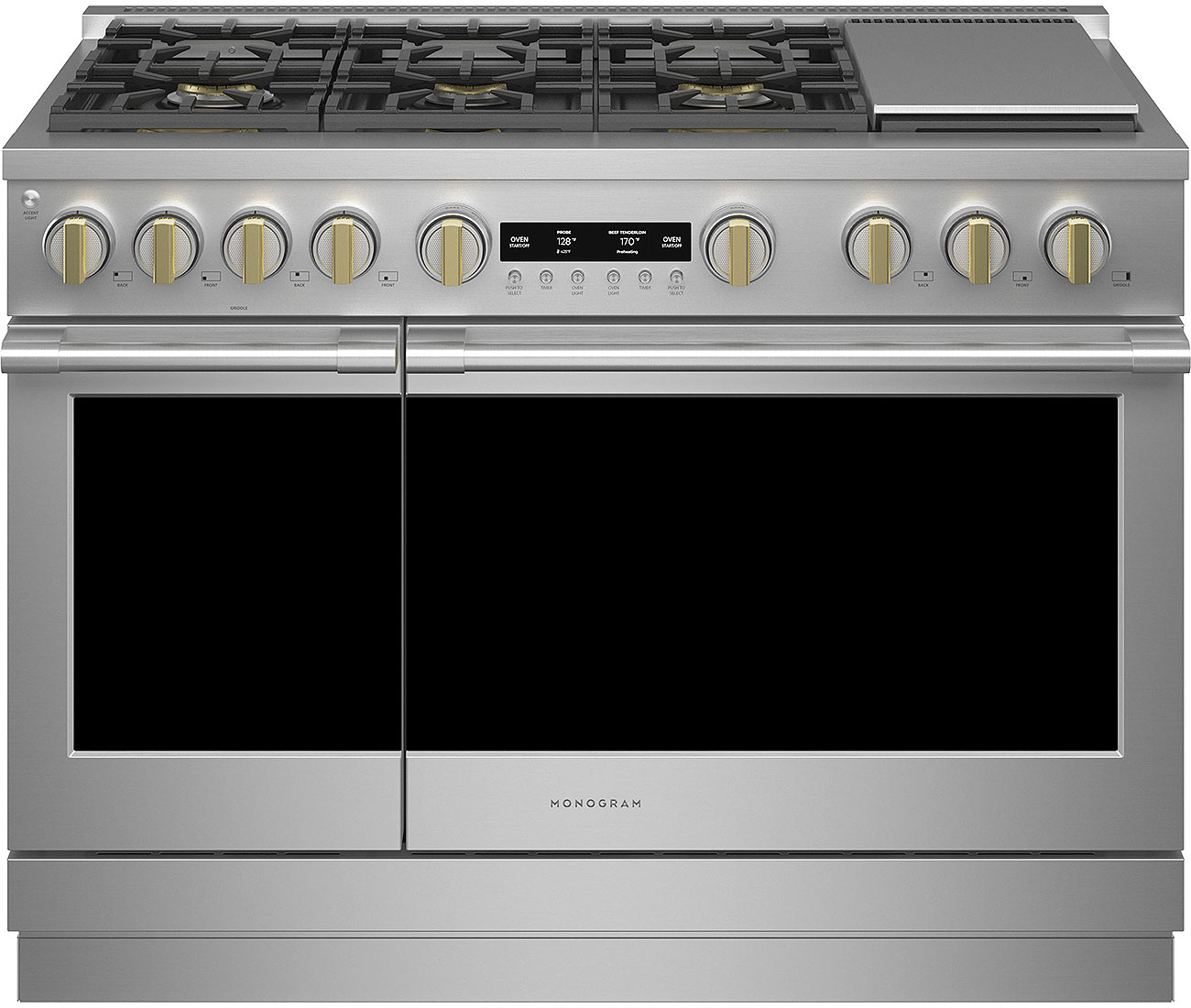 Monogram ADA 48 In. Stainless Steel Natural Gas Professional Range With 6 Burners And Griddle