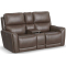 Flexsteel Carter Power Reclining Loveseat with Console, Power Headrests and Lumbar in Cappuccino Fabric