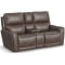 Flexsteel Carter Power Reclining Loveseat with Console, Power Headrests and Lumbar in Cappuccino Fabric