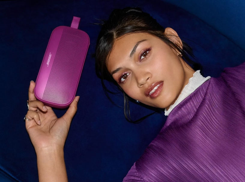View of Bose Speaker with Woman Laying Down