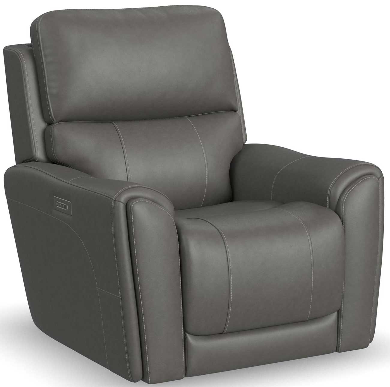 Flexsteel Carter Power Recliner with Power Headrest and Lumbar in Smoke Fabric