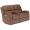 Flexsteel Linden Brown Leather Power Reclining Loveseat with Console & Power Headrests & Lumbar