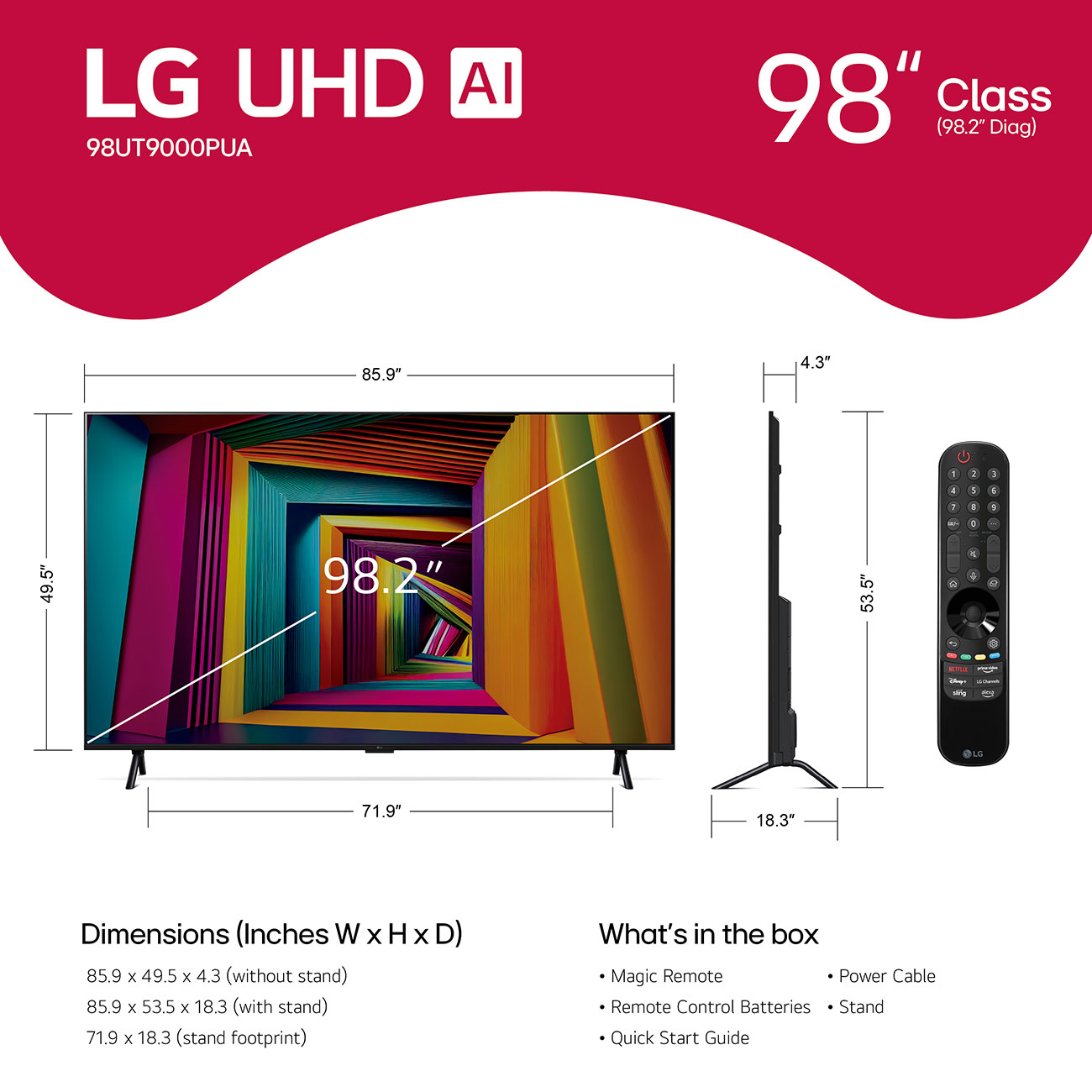 Front Left View of LG TV Dimensions