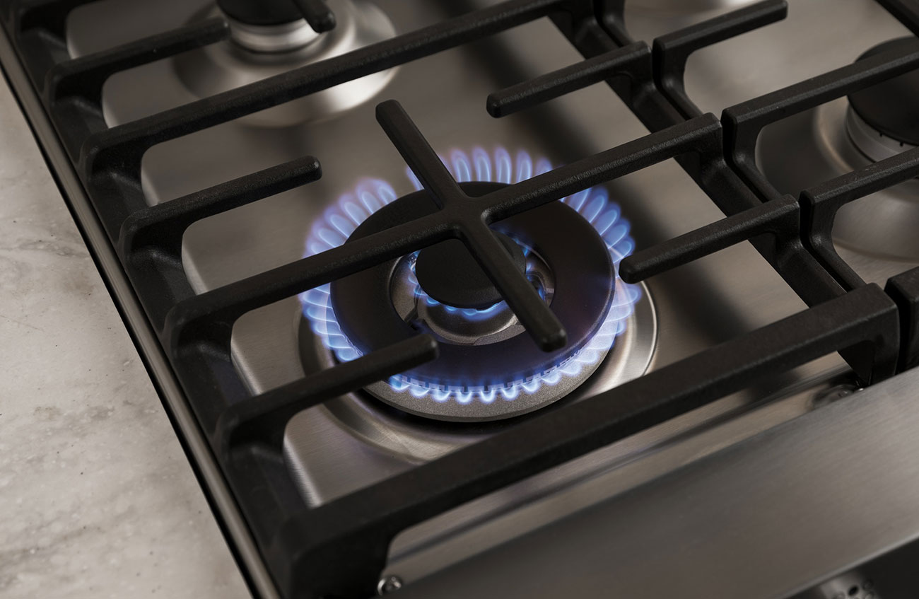 Dual Burner View Of Ge Profile Gas Range