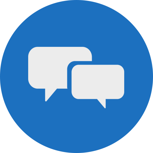 Two white chat bubbles icons