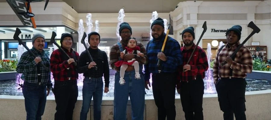 7 Abt employees dressed as lumberjacks