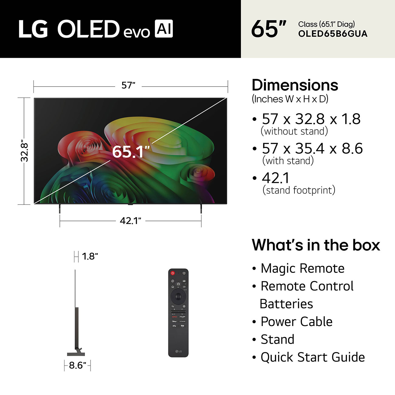 Front View of LG OLED Dimensions