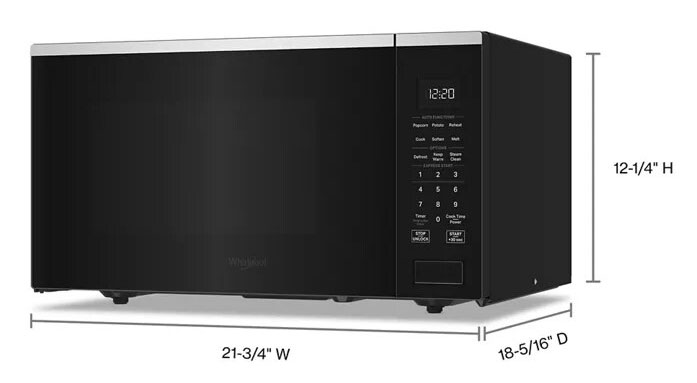 Angled View of Microwave Dimensions
