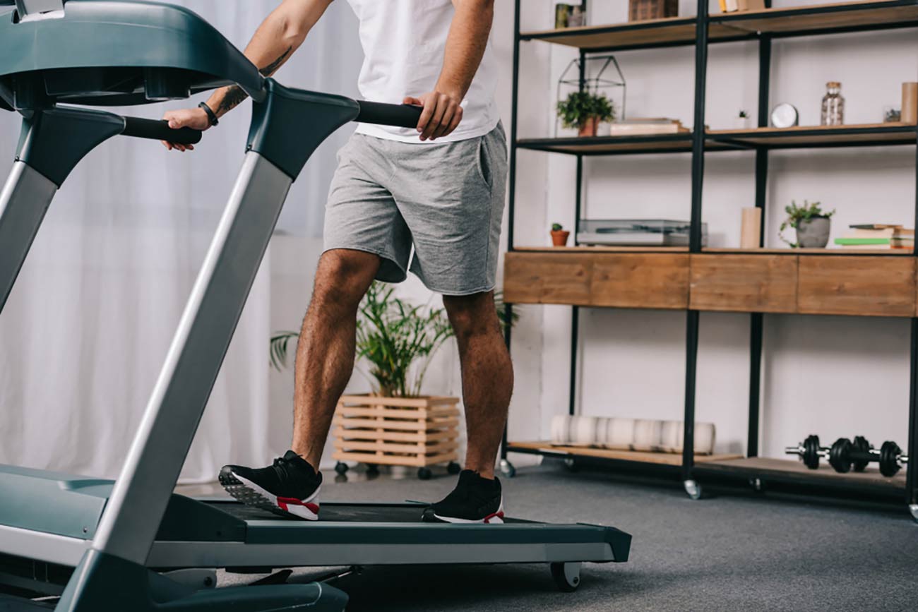 Man working out on treadmill