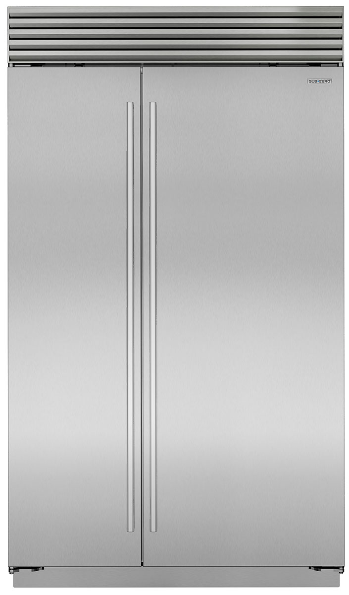 Sub-Zero 28.8 Cu. Ft. Classic Side-By-Side Refrigerator With Internal Dispenser 48-Inch Wide in Stainless Steel With Tubular Handle