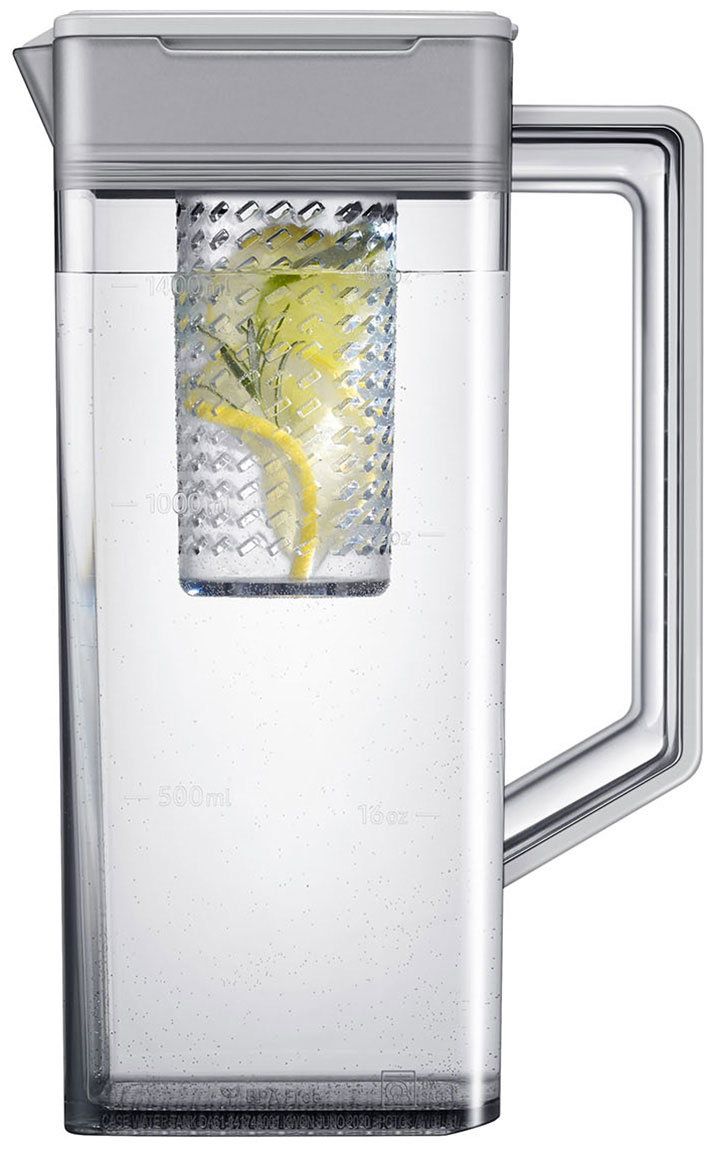 Side view of pitcher filled with water.