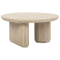 Classic Home Vander Solid Wood Round Coffee Table in Cream Washed