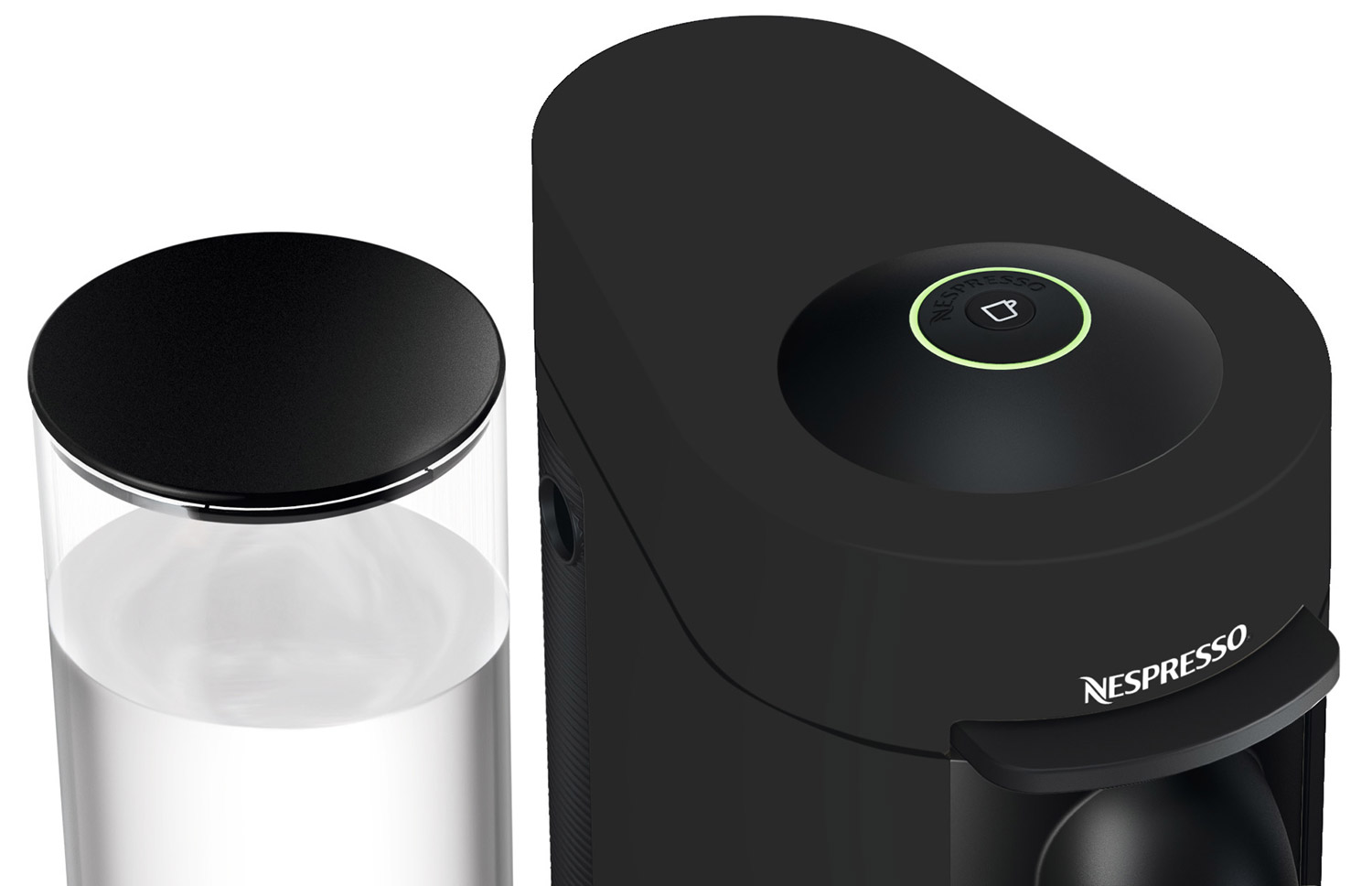Close Up Image of Nespresso Matte Black Limited Edition VertuoPlus Coffee And Espresso Maker