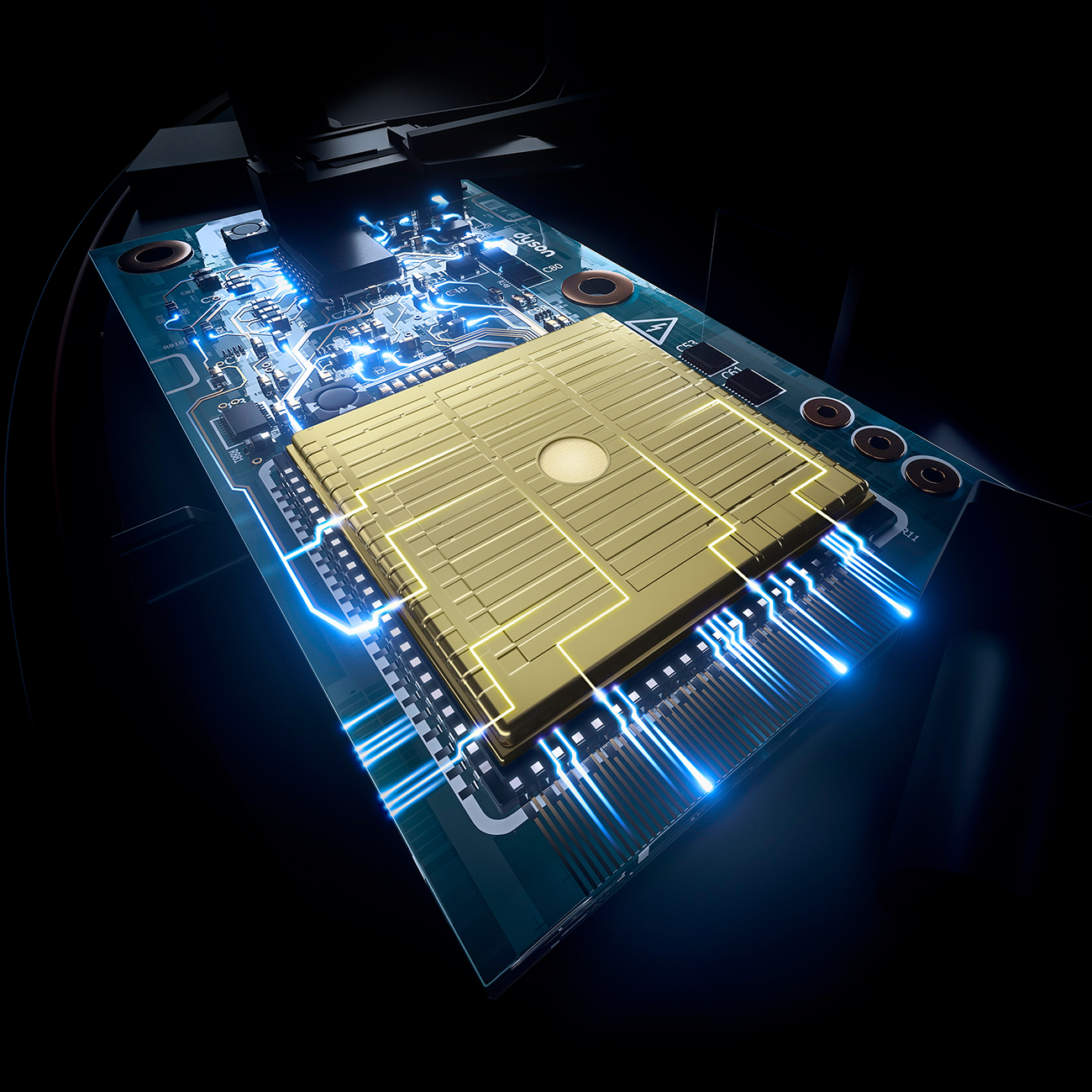 Illustration of Processing Chip Inside a Dyson Air Purifier
