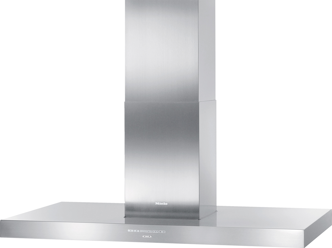 Left angle view of stainless steel island hood