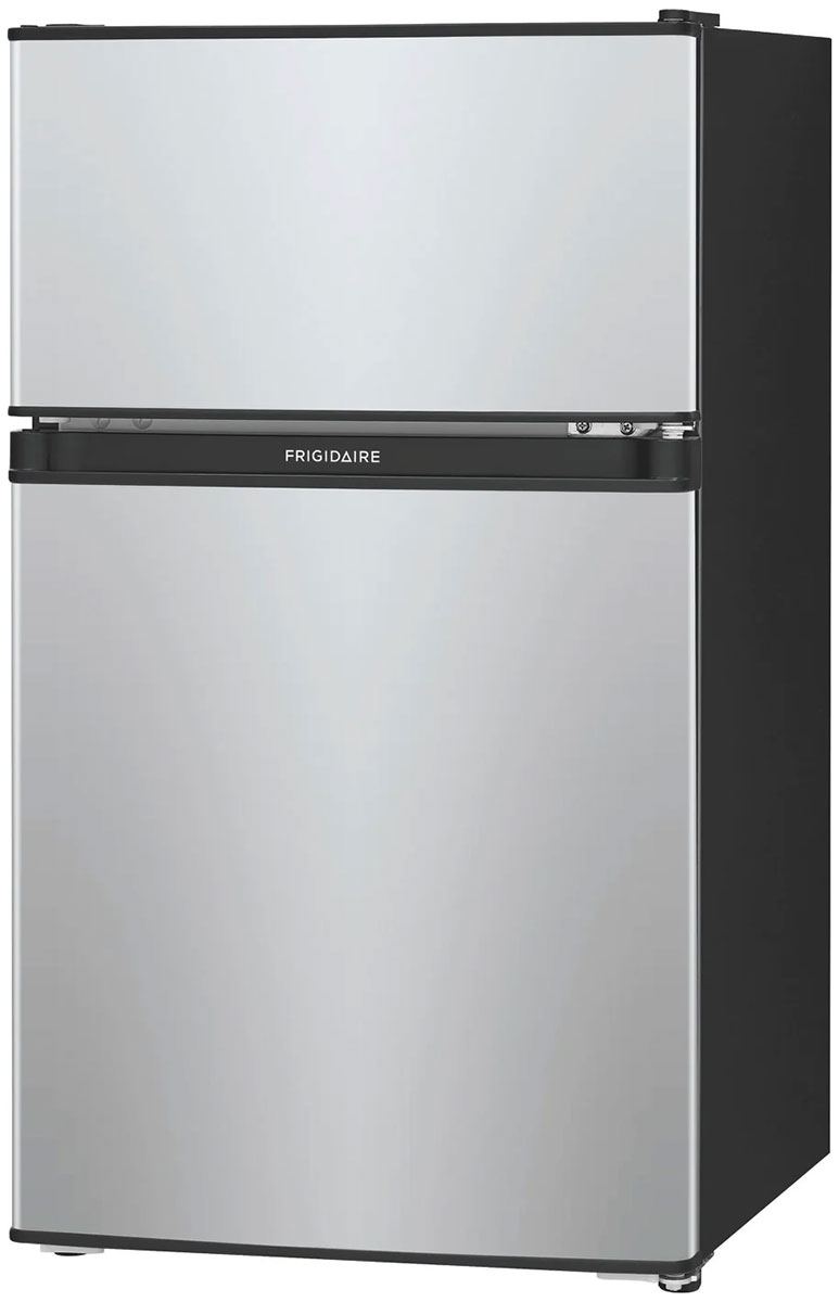 Angle view of refrigerator.