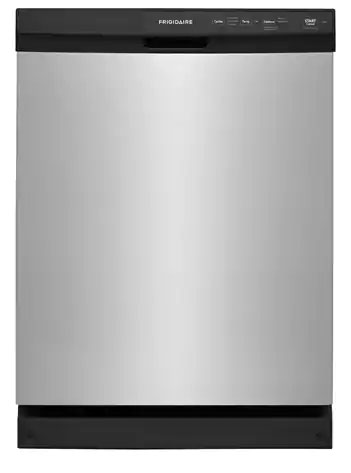 Front of a Stainless Steel Frigidaire Dishwasher