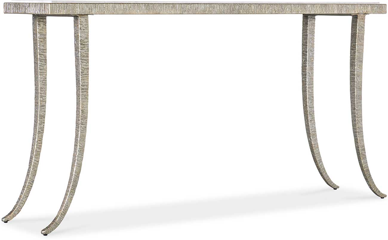 Hooker Furniture Living Room Melange Sabre Console Table in Marble | Silver