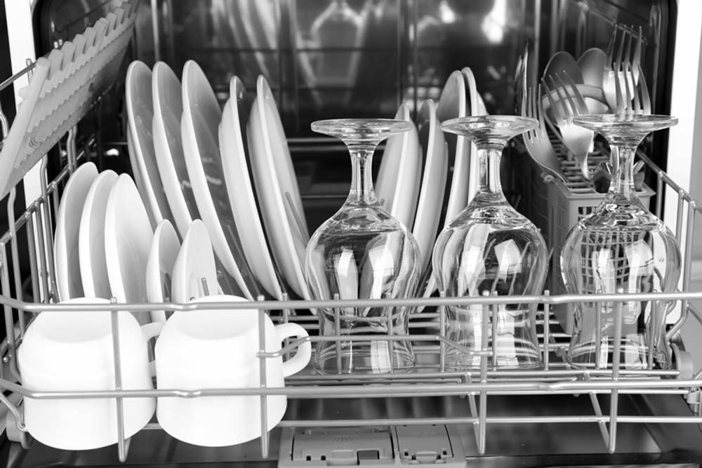 Dishwasher full of clean dishes