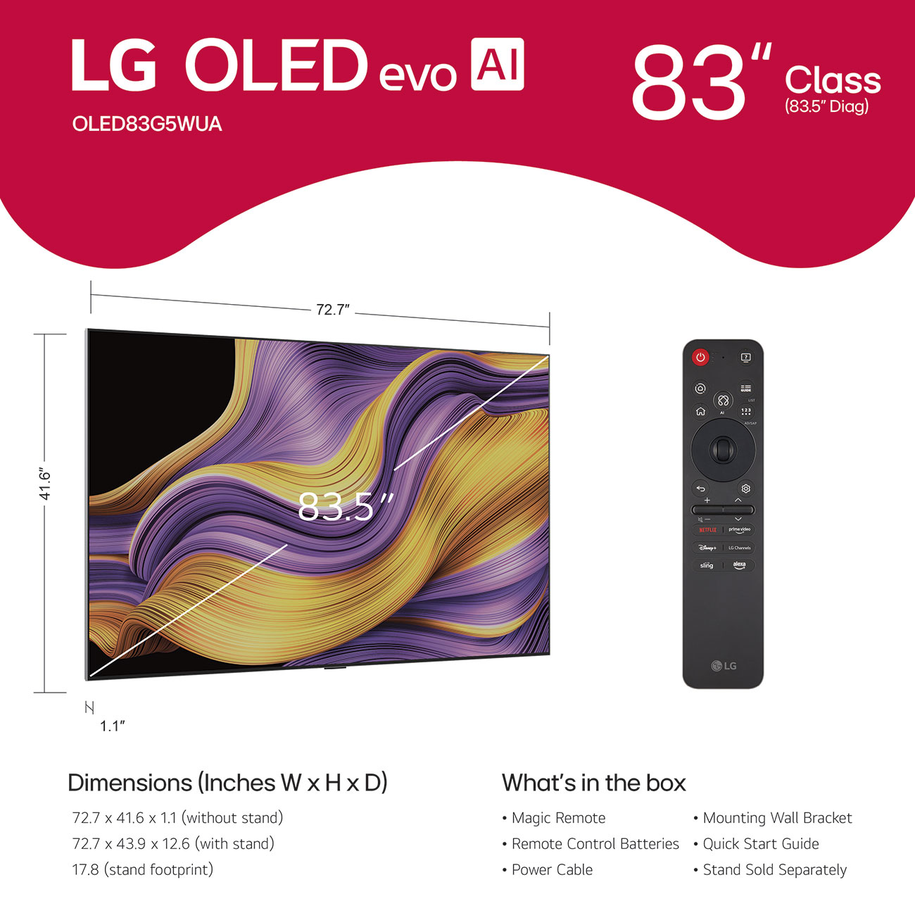 Front View of LG OLED 4K Smart TV Dimensions