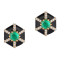 Goshwara Queen Hexagon Studs with Emerald and Black Enamel
