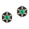 Goshwara Queen Hexagon Studs with Emerald and Black Enamel