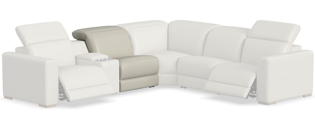 Flexsteel Aurora Armless Power Recliner with Power Headrest in Coconut Milk Leather Finish