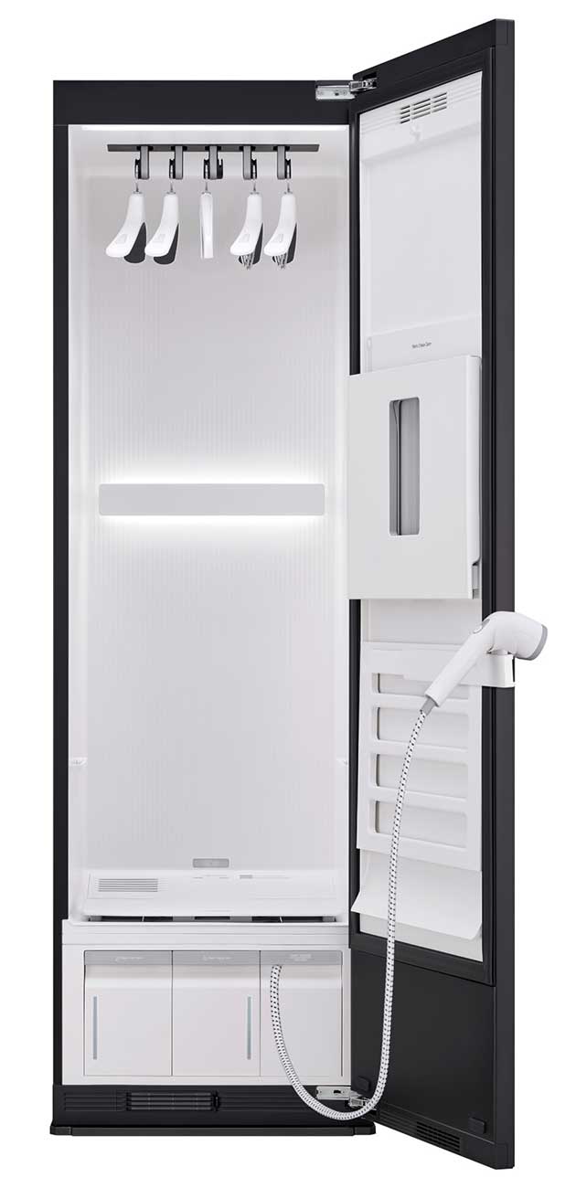 Front view of LG Styler Smart Steam Closet (Open)