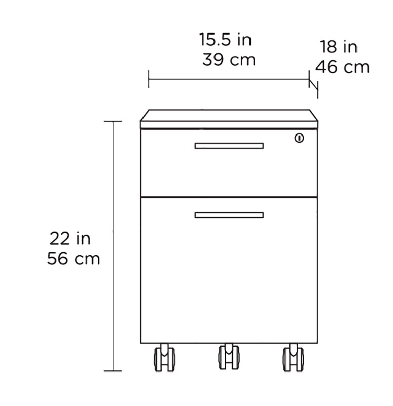 BDI Linea Charcoal Stained Ash Mobile File Pedestal 6227 CRL