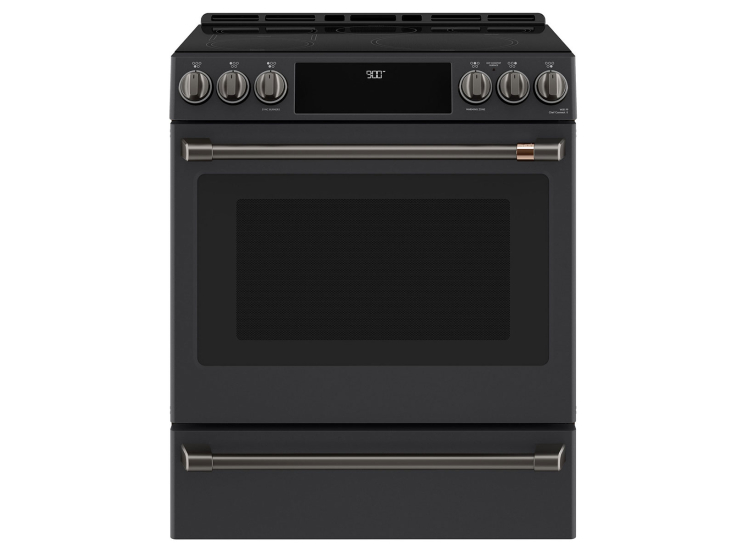 Cafe Brushed Black Front Control Induction Knobs And Handles - CXFCHHKPMBT
