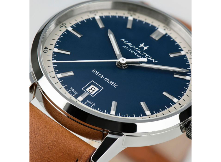 Hamilton Intra-Matic Auto Blue Dial Mens Watch - H38425540