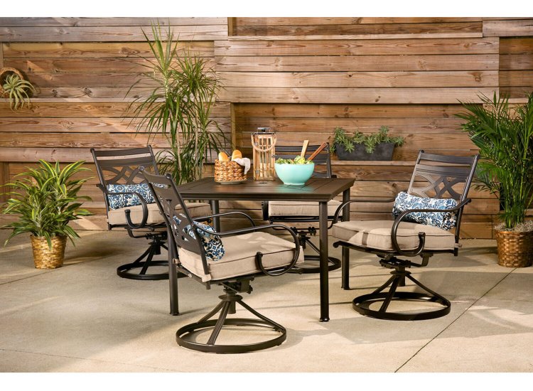 Hanover Montclair 5pc Outdoor Dining Set MCLRDN5PCSQSW4TAN