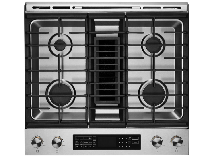 JennAir ADA RISE 30 In. Stainless Steel Slide-In Dual Fuel Downdraft Range - JDS1750ML