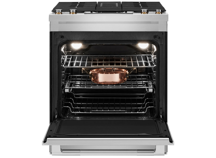 JennAir ADA RISE 30 In. Stainless Steel Slide-In Dual Fuel Downdraft Range - JDS1750ML