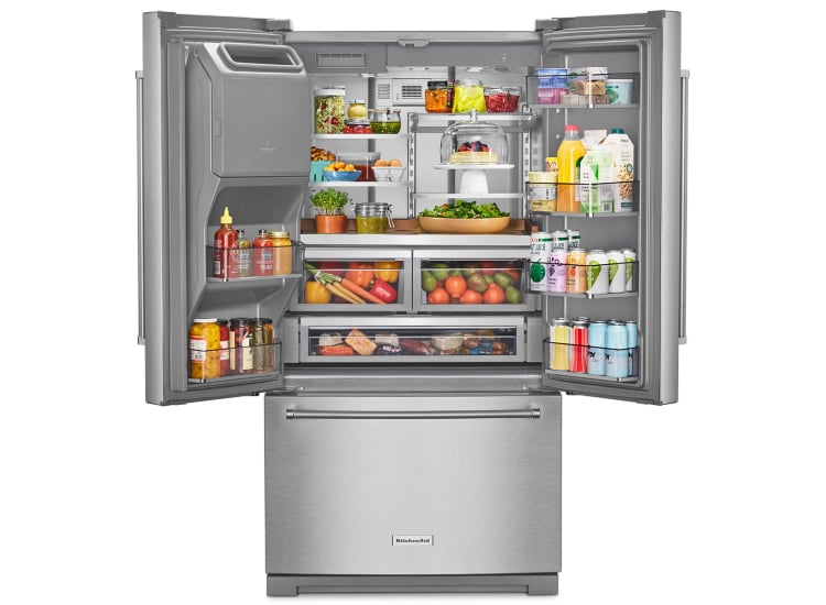 KitchenAid 26.8 Cu. Ft. Standard Depth French Door Refrigerator 36-Inch Wide in PrintShield Stainless Steel - KRFF577KPS