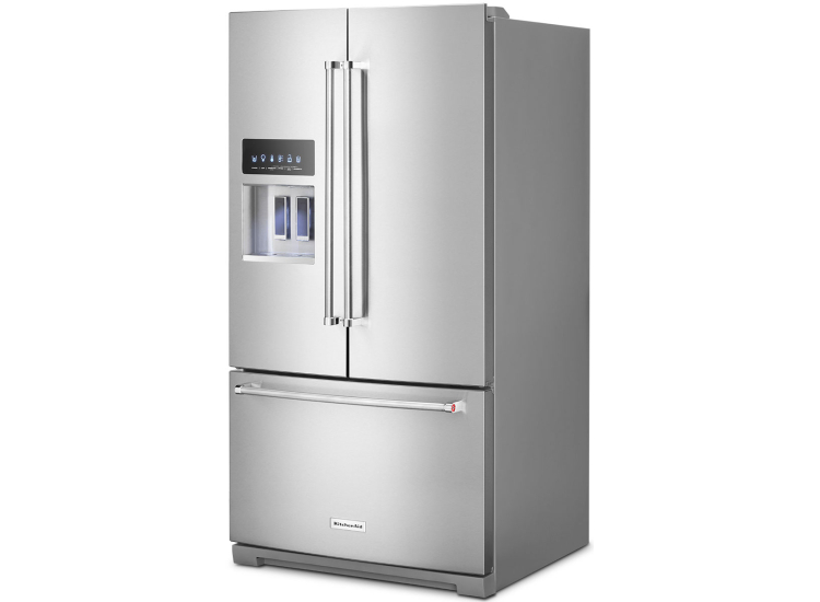 KitchenAid 26.8 Cu. Ft. Standard Depth French Door Refrigerator 36-Inch Wide in PrintShield Stainless Steel - KRFF577KPS