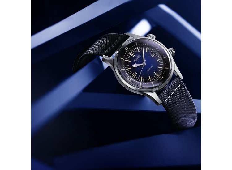 Longines Legend Diver Blue Dial Leather Strap Watch L37744902