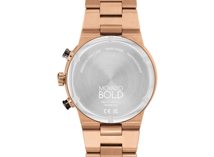Movado BOLD Fusion Black Dial Bronze PVD Stainless Steel Bracelet Watch, 44mm - 3600898