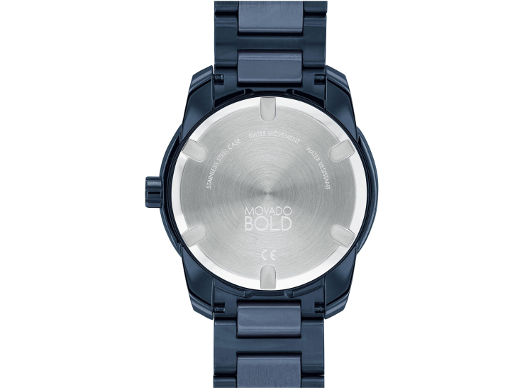 Movado BOLD Verso Blue Dial & Ion-Plated SS Link Bracelet Watch, 42mm - 3600862
