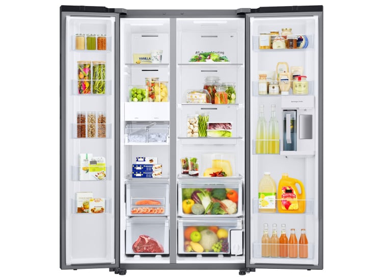 Samsung ADA Bespoke 28 Cu. Ft. Side-By-Side Refrigerator With Beverage Center 36-Inch Wide in White Glass - RS28CB760012AA