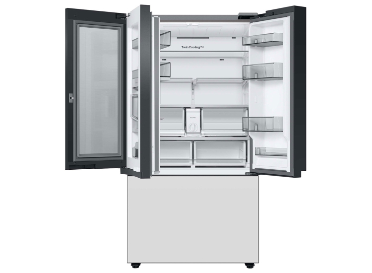 Samsung Bespoke 30 Cu. Ft. 3-Door French Door Refrigerator 36-Inch Wide ADA in White Glass - RF30BB660012AA