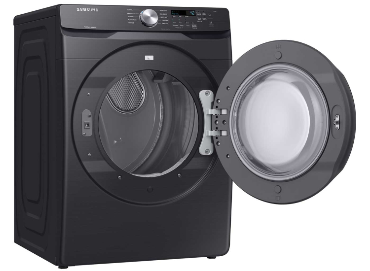 Samsung 7.5 Cu. Ft. Fingerprint Resistant Black Stainless Steel Electric Dryer With Sensor Dry - DVE45T6000V/A3