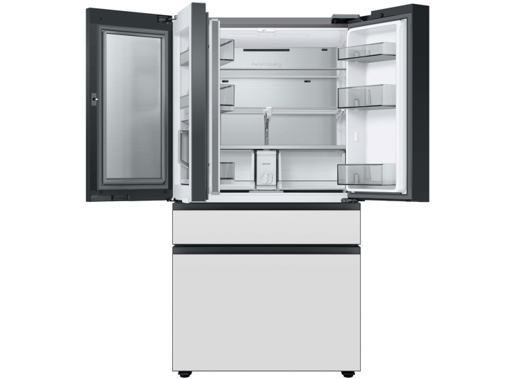 Samsung 29 Cu. Ft. Bespoke 4-Door French Door Refrigerator With Beverage Center 36-Inch Wide in White Glass - RF29BB860012AA